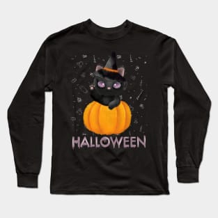 Cute baby witchy cat Trick or treat Funny cute mummy Halloween cute scary little ghost Long Sleeve T-Shirt